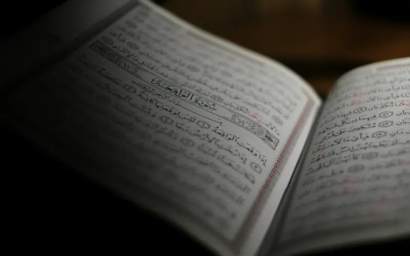 An open Quran photographed in soft light.